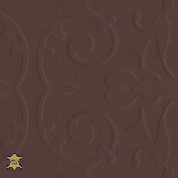 Echtleder | Ornamentoptik (Lederprägung Antique) black red