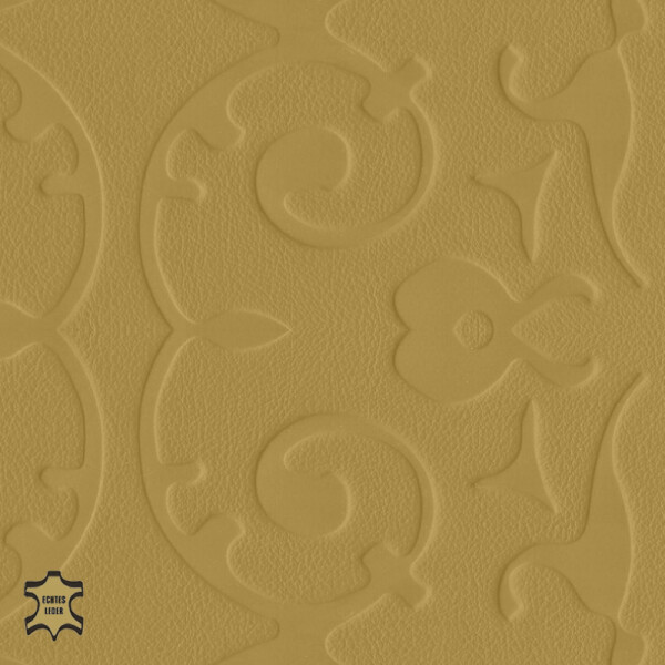 Echtleder | Ornamentoptik (Lederprägung Antique) chrome yellow