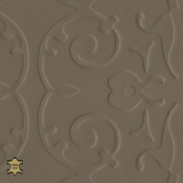 Echtleder | Ornamentoptik (Lederprägung Antique) sepia