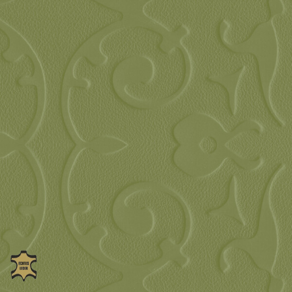 Echtleder | Ornamentoptik (Lederprägung Antique) may green