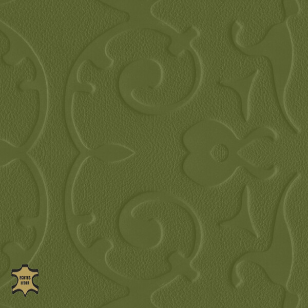 Echtleder | Ornamentoptik (Lederprägung Antique) madow green