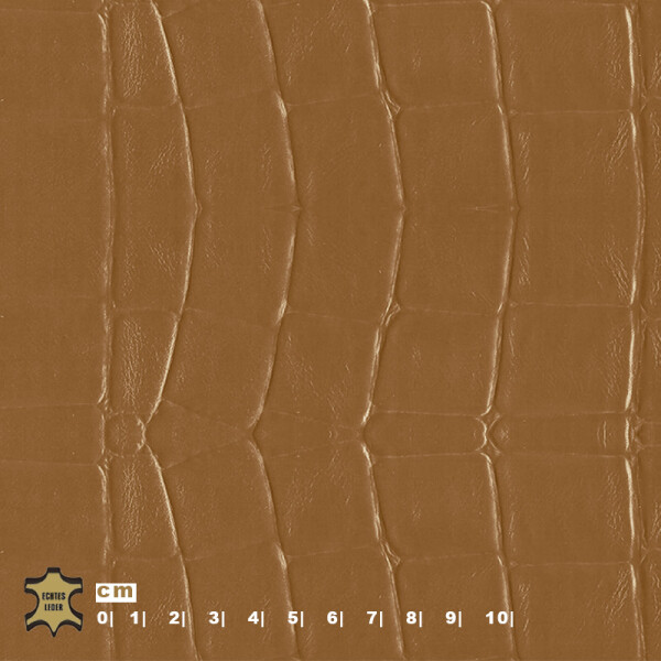 Echtleder | Krokooptik (Lederprägung Kroko Elegant) golden brown