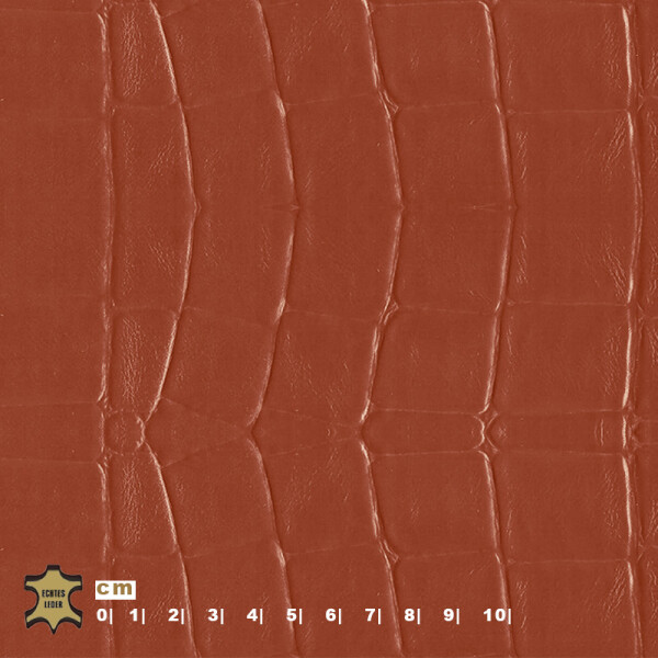 Echtleder | Krokooptik (Lederprägung Kroko Elegant) burnt orange