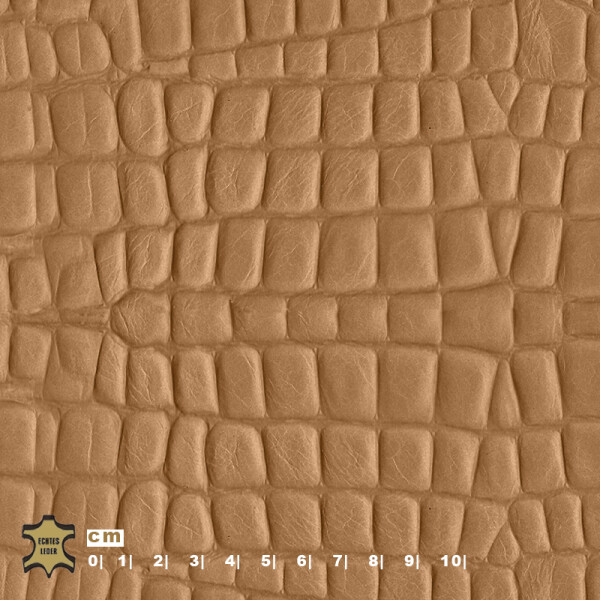 Echtleder | Krokodiloptik (Lederprägung Kroko) golden brown