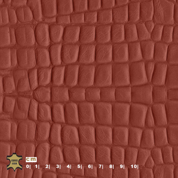 Echtleder | Krokodiloptik (Lederprägung Kroko) burnt orange