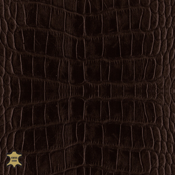Echtleder | Cayman/Kroko-Optik (Lederprägung Cayman) dark cacao