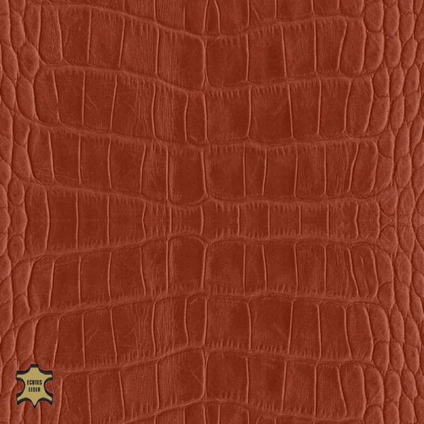 Echtleder | Cayman/Kroko-Optik (Lederprägung Cayman) burnt orange
